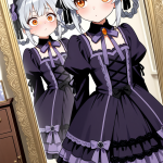 【エロ画像】グレーツインおさげロリ×鏡越し_AI_アニメエロ画像