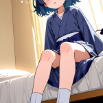 【エロ画像】青髪サイドテール幼女×寝起き・パジャマ_AI_アニメエロ画像