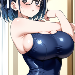 【エロ画像】青髪サイドテールスレンダー×巨乳・爆乳_AI_アニメエロ画像