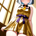 【エロ画像】白髪刈り上げショートむっちり×ニーソ・絶対領域_AI_アニメエロ画像