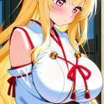 【エロ画像】金髪セミロングむっちり巫女×巨乳・爆乳_AI_アニメエロ画像