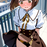 【エロ画像】茶髪外ハネボブ細身長身×野外露出_AI_アニメエロ画像
