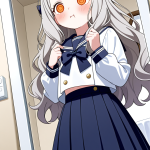 【エロ画像】グレーウェーブロングロリ×鏡越し_AI_アニメエロ画像