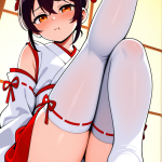 【エロ画像】マゼンタアップ小柄貧乳巫女×足コキ_AI_アニメエロ画像