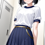 【エロ画像】黒髪サイドテール細身×体操服・ブルマ_AI_アニメエロ画像