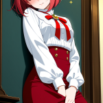 【エロ画像】赤髪ボブ細身長身×オナニー・自慰_AI_アニメエロ画像