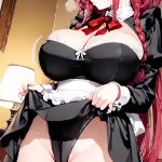 【エロ画像】赤髪ツインおさげ巨乳×巨乳・爆乳_AI_アニメエロ画像