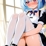 【エロ画像】青髪ハーフアップロリ体型×おしっこ・放尿_AI_アニメエロ画像
