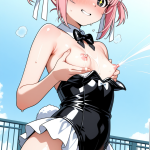【エロ画像】ピンク髪お団子長身貧乳×母乳・ミルク_AI_アニメエロ画像