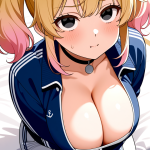 【エロ画像】ピンク金グラデーションツインテ×パイズリ_AI_アニメエロ画像