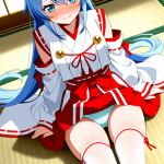 【エロ画像】青髪ハイポニーテール細身×くぱぁ・大開脚_AI_アニメエロ画像