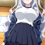 【エロ画像】銀髪ウェーブ巨乳むっちり×体操服・ブルマ_AI_アニメエロ画像