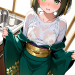 【エロ画像】茶髪ショート長身貧乳×授乳・母乳_AI_アニメエロ画像