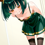 【エロ画像】緑髪外ハネボブむっちり×貧乳・微乳_AI_アニメエロ画像