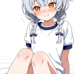【エロ画像】グレー三つ編み長身貧乳×体操服・ブルマ_AI_アニメエロ画像