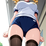 【エロ画像】金髪ロールツインテール巨乳×体操服・ブルマ_AI_アニメエロ画像