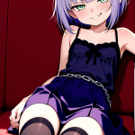 【エロ画像】紫髪刈り上げショートロリ×ニーソ・絶対領域_AI_アニメエロ画像