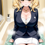 【エロ画像】ピンク髪ツインテール巨乳×お風呂・入浴_AI_アニメエロ画像