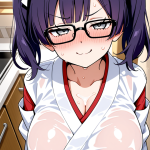 【エロ画像】紫髪ロールツインテール巨乳×授乳・母乳_AI_アニメエロ画像