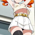 【エロ画像】オレンジ髪ツインテール長身×巨乳・爆乳_AI_アニメエロ画像