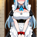 【エロ画像】黒青グラデーション巨乳メイド×縛り・拘束_AI_アニメエロ画像