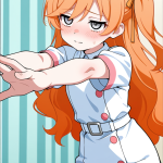 【エロ画像】オレンジウェーブロングロリ体型×ナース服_AI_アニメエロ画像