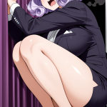 【エロ画像】紫髪アップスタイルグラマラス×美少女エロ_AI_アニメエロ画像