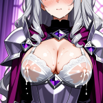 【エロ画像】グレー髪セミロング長身貧乳×授乳・母乳_AI_アニメエロ画像