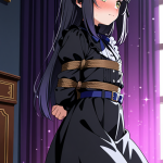 【エロ画像】黒青グラデセミロング貧乳×縛り・拘束_AI_アニメエロ画像