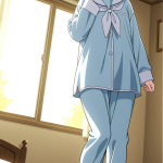 【エロ画像】紫髪ボブグラマラス×寝起き・パジャマ_AI_アニメエロ画像