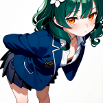 【エロ画像】緑髪セミロング巨乳むっちり×貧乳・微乳_AI_アニメエロ画像