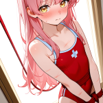 【エロ画像】ピンク髪セミロング貧乳×縛り・拘束_AI_アニメエロ画像