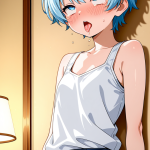 【エロ画像】青髪ショートエアリー貧乳長身×アヘ顔・イキ顔_AI_アニメエロ画像