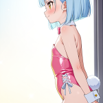 【エロ画像】水色ショートボブロリ体型×貧乳・微乳_AI_アニメエロ画像
