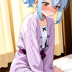 【エロ画像】水色ポニーテールロリ体型×手縛り・拘束_AI_アニメエロ画像