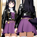 【エロ画像】黒髪サイドテール巨乳×鏡越し_AI_アニメエロ画像