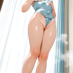 【エロ画像】グレー髪アップむっちり小柄×母乳・ミルク_AI_アニメエロ画像