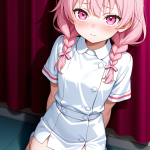 【エロ画像】ピンク髪三つ編みロリ体型×ナース服_AI_アニメエロ画像