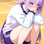 【エロ画像】マゼンタロングむっちり×体操服・ブルマ_AI_アニメエロ画像