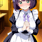 【エロ画像】紫髪外ハネボブグラマラス×メイド服_AI_アニメエロ画像
