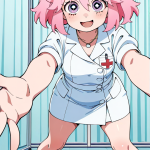 【エロ画像】桜色アップスタイルむっちり×ナース服_AI_アニメエロ画像