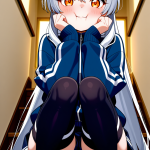 【エロ画像】銀髪セミロング内巻きロリ×ニーソ・絶対領域_AI_アニメエロ画像