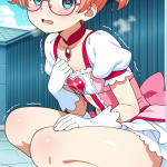 【エロ画像】オレンジ髪くせ毛ショート貧乳×美少女エロ_AI_アニメエロ画像