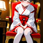 【エロ画像】黒髪刈り上げショート細身巫女×オナニー・自慰_AI_アニメエロ画像