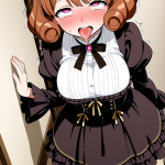 【エロ画像】茶髪くせ毛ショート巨乳×アヘ顔・イキ顔_AI_アニメエロ画像
