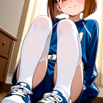 【エロ画像】茶髪外ハネボブロリ体型×足コキ_AI_アニメエロ画像