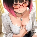 【エロ画像】ピンク外ハネボブスレンダー×おしっこ・放尿_AI_アニメエロ画像