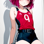 【エロ画像】マゼンタセミロング巨乳×貧乳・微乳_AI_アニメエロ画像