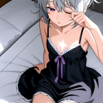 【エロ画像】グレー団子ヘア長身貧乳×寝起き・パジャマ_AI_アニメエロ画像