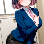 【エロ画像】ピンクグラデーションボブ巨乳×オナニー・自慰_AI_アニメエロ画像